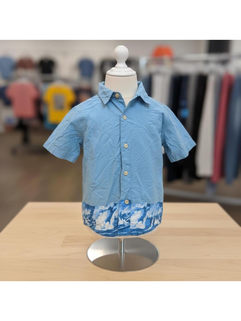 GAP Little Boys Light Blue Cotton Short Sleeve Button-Up Shirt XS